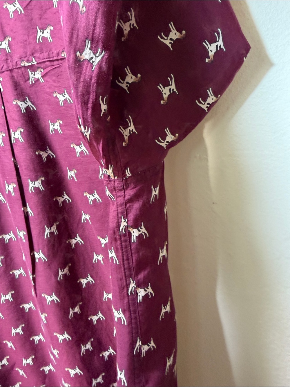J. Crew cotton & silk Burgundy Long-Sleeve Button-Up Shirt with Dog Print - Picture 8 of 9